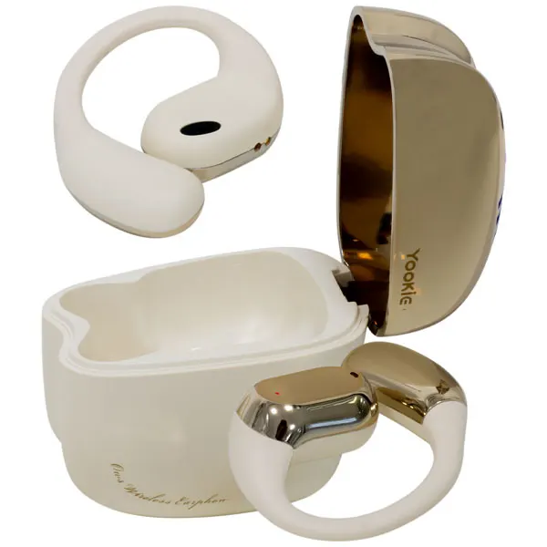Fone de Ouvido Sem Fio Yookie OWS YKS80 - Bege/Dourado