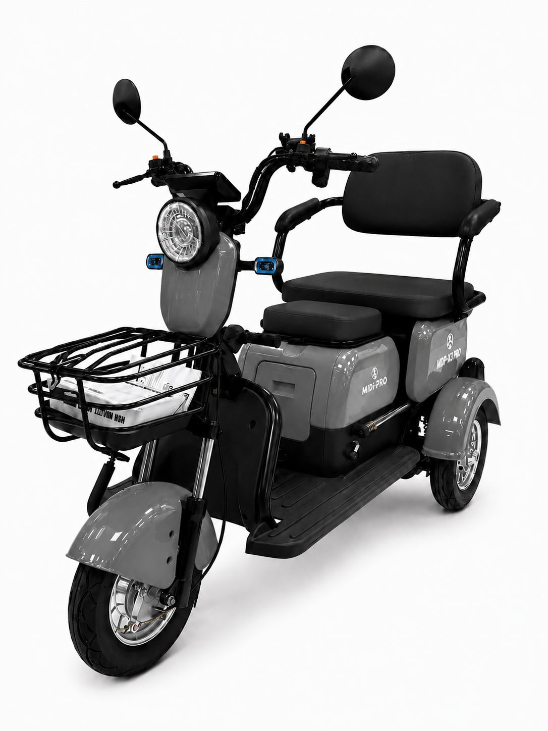 Triciclo Elétrico Midi Pro MDP-X3PRO 1000W-Cinza (acompanha capacete)