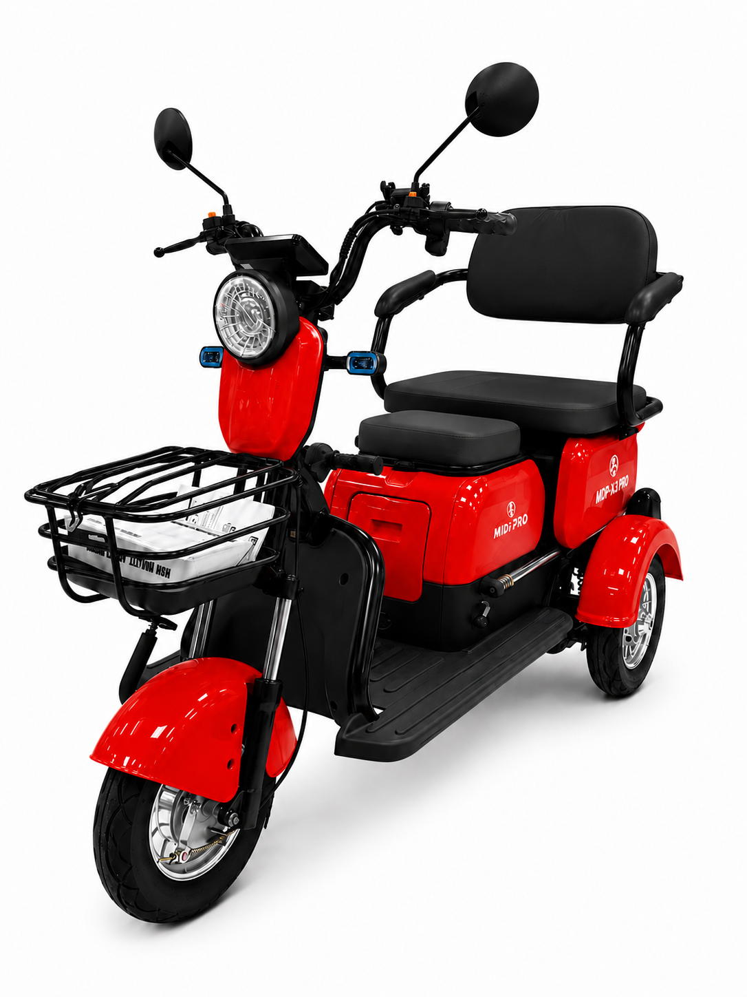 Triciclo Elétrico Midi Pro MDP-X3PRO 1000W-Vermelho (acompanha capacete)