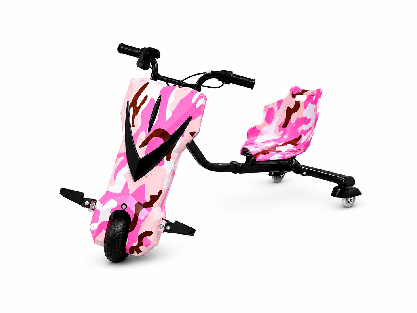 Triciclo Scooter Elétrico Infantil Drift Midi Pro MDP-80 (8″) | 350W - Rosa camouflage (Capacete e Kit de Proteção)